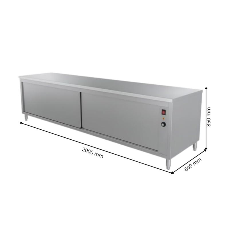 Meuble Chauffant Central 2000 x 600 mm – 1200W – Inox – Armoire Chauffante Professionnelle