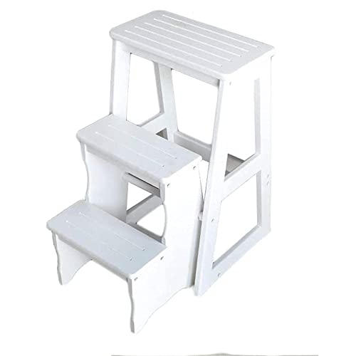 Taburete de 3 capas plegable y multifunción con soporte de madera espesa 2