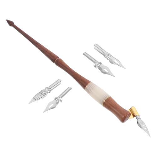 CALLARON European Vintage Oblique Calligraphy Pen Set with Hardwood and Crystal Resin, Decorative Wooden Signing Pen for Artistic Lettering and Copperplate Calligraphy