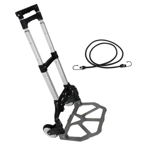 Image of Folding Stair Climbing Shopping Cart Trolley Home 4 Wheels Stair Climber Gift Wheel Roller Foldable Stainless Steel Travel Trolley Handheld Market (80 kg Luggage Trolley)