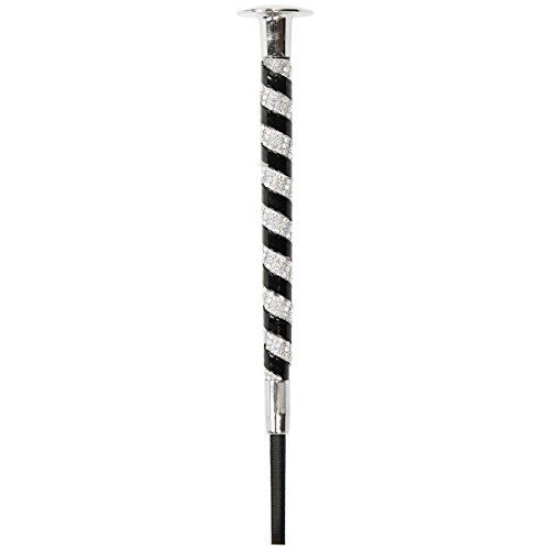 Cravache de dressage fine QHP Crystal Noir strass discrets et poignée antidérapante