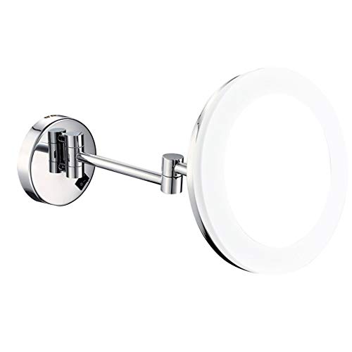 Mr.T Espejo de Maquillaje Minimalista Moderno Espejo de baño, de Pared Circular giratoria Plegable Ajustable Espejo de baño de Doble Cara de Pared Espejo de Escritorio