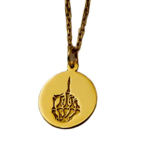 Collier pendentif pièce doigt squelette en argent plaqué or LKBEADS