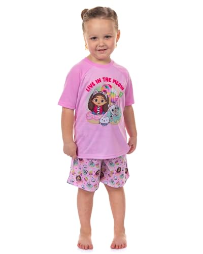 INTIMO Gabbys Dollhouse Pajamas Toddler Girls Live In The Meow Short PJ 2-Piece Sleep Set (5T) Pink