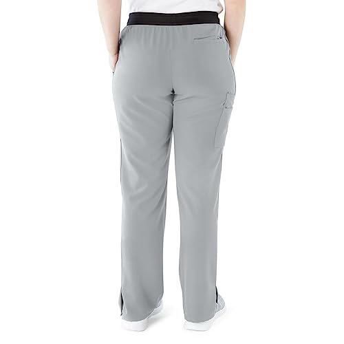 Image of ave. Women's Varick Six Pocket Midrise Straight Leg Scrub Pant, Gray, 3X-Large Petite
