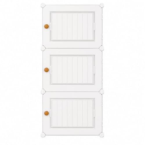 Image of Mevigo Plastic Shoe Rack for Home with Door | 12-Tier Stackable Shoe Organizer | Holds 24-Pairs |Waterproof & Dustproof | DIY Modular Shoe Cabinet |Chappal Slipper Stand for Bedroom -White-HW2