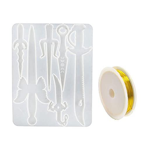 Gergxi Silicone Molds,Dagger Epoxy Resin Mold Jewelry Pendant Silicone Mould DIY Crafts Keychain Mold,Transparent