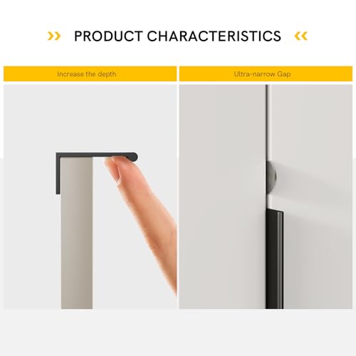 Image of Rergy 10 Pack 4 inch Cabinet Pulls Black Finger Pulls for Cabinets | Aluminum Alloy Matte Black Edge Pulls Modern Cabinet Handles for Kitchen, Cupboard, Drawers, Dressers, Screws Included