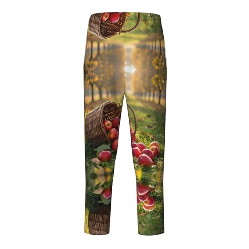 Pajama Pants Pajama Bottoms with Elastic Waistband Sleepwear Lounge Pants, Fruits Apples Tree Sun2