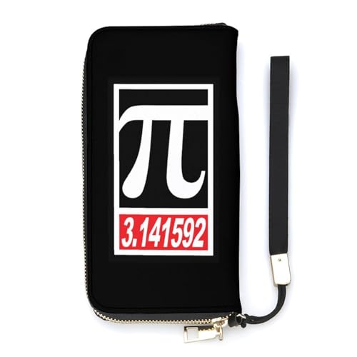 Pi Day Long Wallet for Women Men Coin Pouch Credit Card Holder Zipper Purses with Wristlet