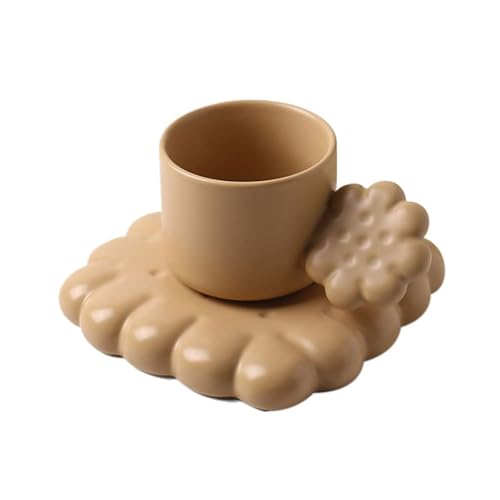 Ensemble tasse à café en céramique et son plateau biscuit vintage