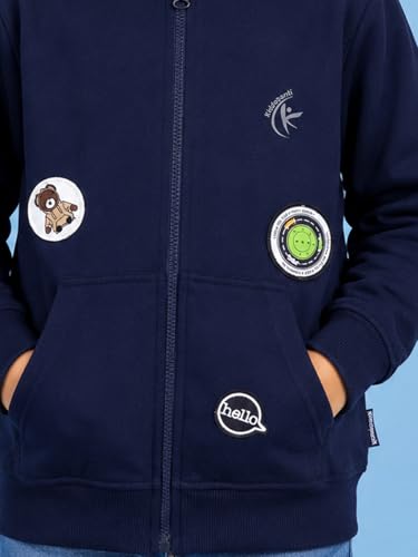 Image of Unisex Kids Solid Full Sleeve Zip Front Open Hooded Sweatshirt