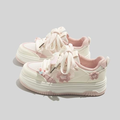 Capybara Heart Chunky Platform Sneakers Women Cute Y2K Aesthetic 1.8" Height Increase Breathable Mesh Casual Outfit Spring Summer Walking Shoes3