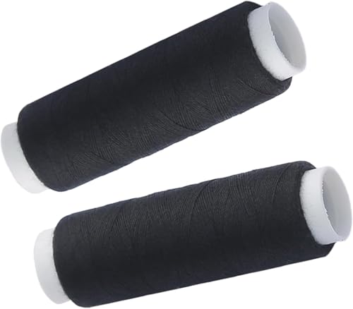 2PCS Strong Polyester Pro Sewing Thread Black High Tensile Thread Spools for Hand & Machine Sewing Durable Polyester Threads for Garments Crafts & Repairs
