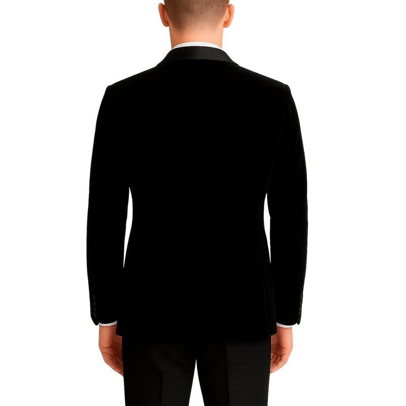 Adam Baker Men's Velvet Dinner Jacket, One Button Tuxedo Blazer with Satin Shawl Collar - Slim Fit for Wedding & Prom2