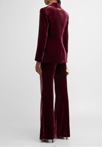 Women Double Breasted Blazer Pants Set Velvet 2 Piece Outfits Prom Suit for Wedding2