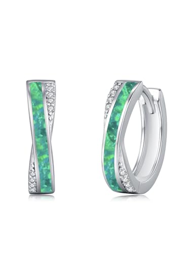 Créoles opale verte en argent sterling 925 de haute qualité