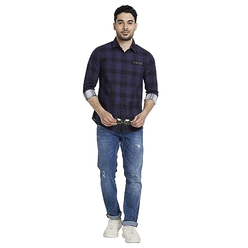 Image of Spykar Men's Regular Fit N /A Full Sleeve Checked Casual Shirts