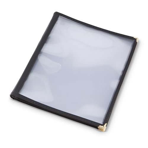 (10 Pack) AME D'ESSENCE Durable Black Six Fold Menu Cover, 8.5