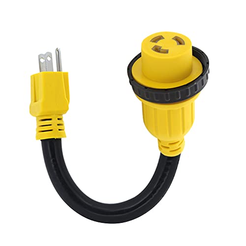 Apeixoto 30Amp To 15Amp Rv Adapther Cord With Locking Connector, Nema 5-15P Male To L5-30R Twist Lock Female Electrical Power Dogbone Stw 10 Gauge Rv Trailer Camper 12Inch #TOP22