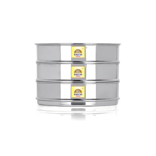 Image of Rakesh Gold Stainless Steel Container /cooker Separator | Stackable Food Grade, Rust-Free, Easy to Clean (Cooker Containers, Suitable for 5 litre Cooker - 3Pcs)