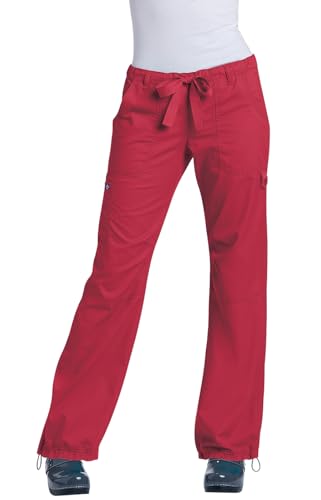 Koi Women's Lindsey Ultra Comfortable Cargo Style Scrub Pants, Ruby, X-Large