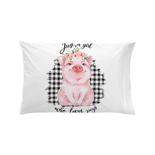 CafePress Just A Girl Who Loves Pigs Pillow Case Standard Size Pillowcase, Lumbar Pillow Cover Microfiber