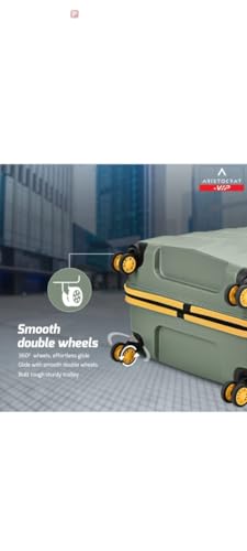 Image of Aristocrat VIP Medium Hard Shell Trolley Suitcase, Sage Green with Gold Accents, Spacious Interior, Combination Lock, Smart Storage, Elastic Straps, Polycarbonate (PC)
