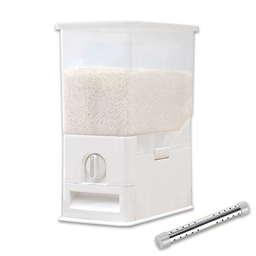 Panghuhu88 Rice Dispenser, 22 Lbs Rice Storage Container Bin with Measuring Cup, Measurable Dispenser Rice Bucket, Airtight Plastic Rice Holder for Rice Bean Grain Cereal