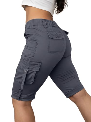 Flamingals Hiking Shorts for Women Flap Pocket Design Bermuda Cargo Shorts 2025 Trendy
