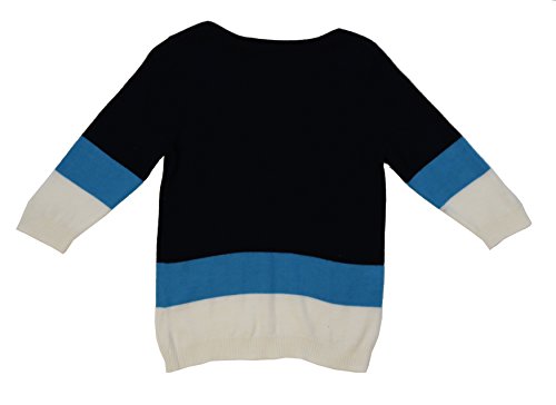 Ms Purple Girls' 3/4 Sleeve 100% Wool Color Block Pullover Sweater