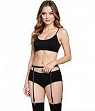 Kukensammy Women's Garter belts Plus Size, Adjustable High Elastic black suspenders women Simplicity for Thigh High Stockings Socks (black)