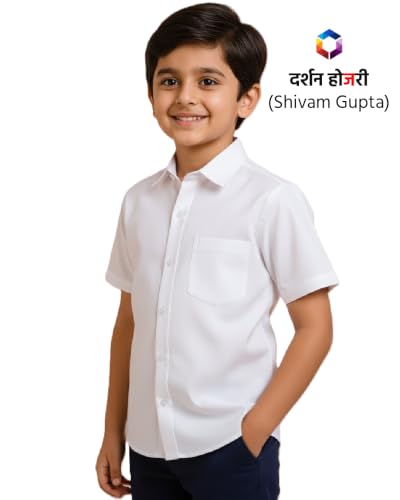 Image of White Shirt for Boys Kids White Half Sleeve School Uniform Shirt