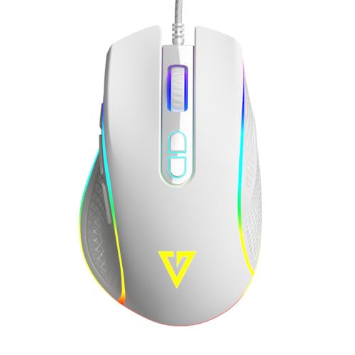 Ratón para videojuegos Modecom Volcano Veles con cable, sensor óptico y LED RGB, color blanco