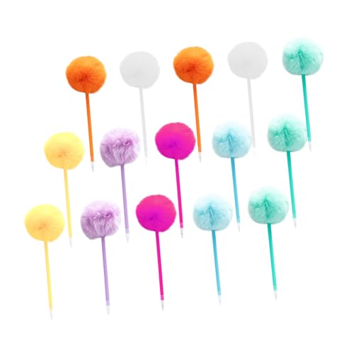 Bolígrafos divertidos de colores con pompones esponjosos para niñas y oficina