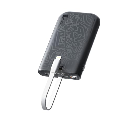 imuto Graffiti Style Portable Charger with Built-in Lightning Cable,22.5W Fast Charging 10000mAh Power Bank LED Display,Travel Essentials,Battery Pack Compatible with iPad,iPhone14/13/12Pro Max etc.