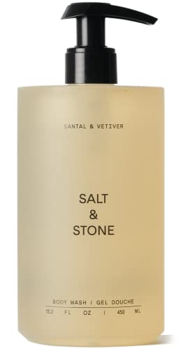 SALT & STONE Antioxidant-Rich Body Wash - Santal & Vetiver | Cleanse, Nourish & Soften Skin with Niacinamide & Hyaluronic Acid | Free From Parabens, Sulfates & Phthalates (15.2 fl oz)