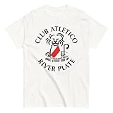 River Plate. Camiseta 100% Algodón Peinado. Corte Unisex. Argentina. Fútbol. Cuello Reforzado no deformable. Sin Costuras Laterales. CAM1249. (FR/ES, Letras, M, Regular, Regular, Blanca)