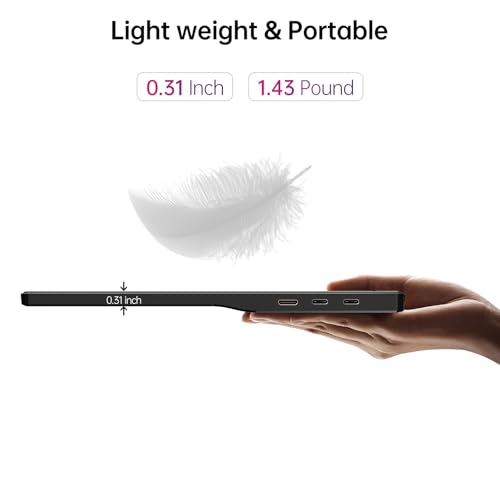 Image of Yxk Portable Monitor 15.6 Inch 1080P USB-C HDMI Ultra-Slim Travel Monitor with Kickstand, for Laptop, PC, Mac Phone, PS, Xbox, Swich IPS Ultra-Thin Zero Frame Gaming Monitor