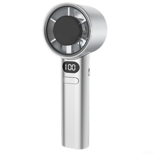 Ventilador eléctrico Turbofan portátil, pantalla digital, recargable por USB, compacto y ligero (blanco)