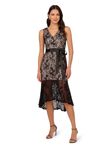 Image of Adrianna Papell Women's Lace Midi Flounce Dress