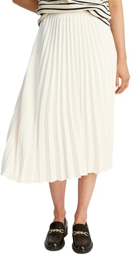 Tommy Hilfiger Women’s Fluid Pleated Pull-On Midi Skirt, Off-White (Ivory Petal), 4