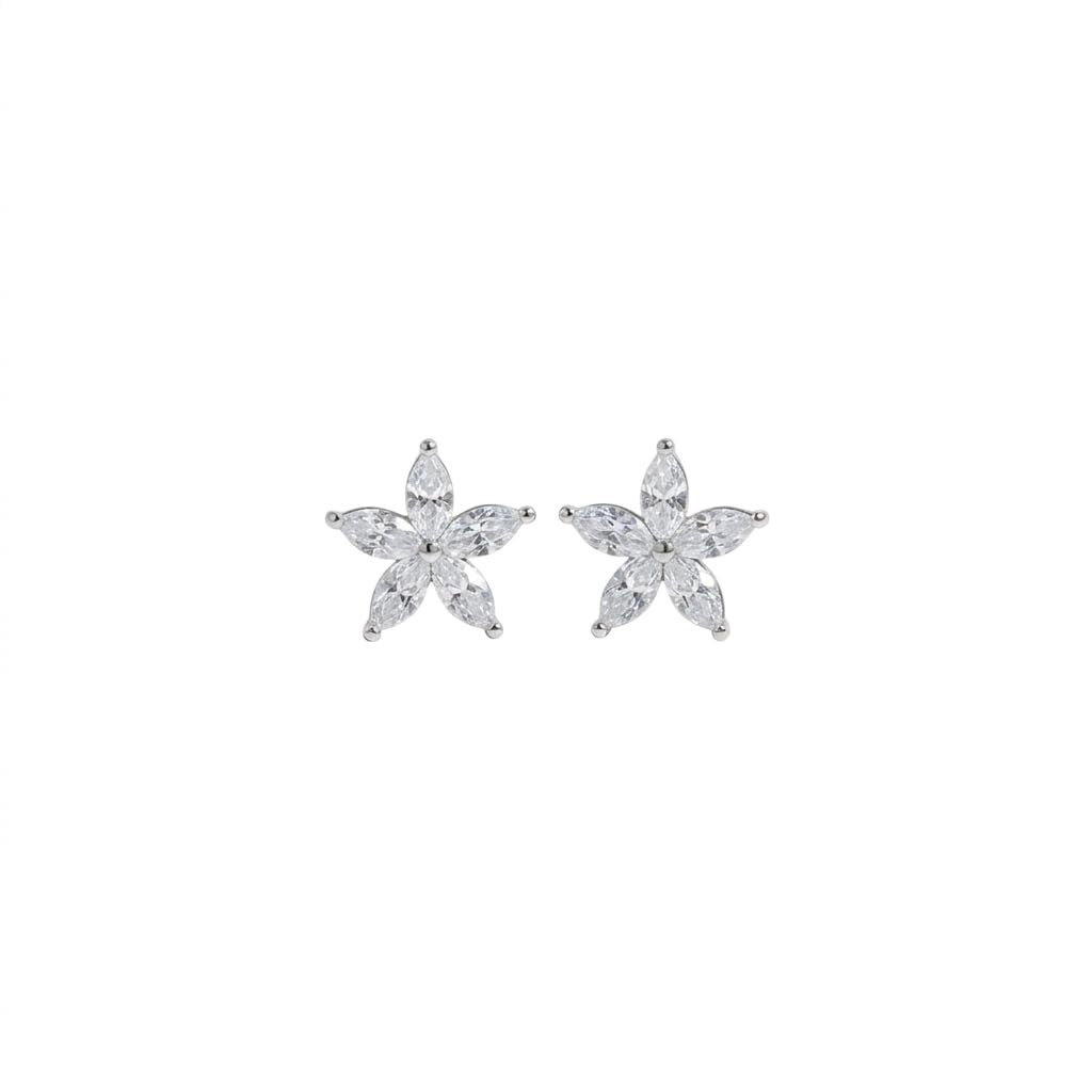 Silver White Bloom Stud Earring-image-48