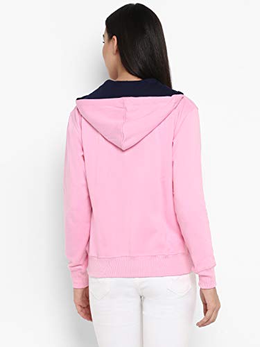 Image of Alan Jones Clothing Women's Solid Zipper Hooded Sweatshirt | Front Zip, Ribbed Hem, Lined Hood, Casual Winter Wear