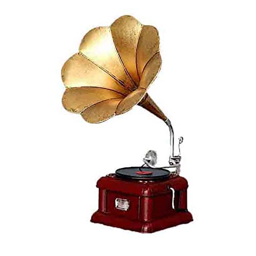 MRKU Gramófono Retro clásico, Tocadiscos Vintage, gramófono Antiguo, Kit de Modelo Artesanal, gramófono Antiguo, decoración para el hogar, niños, Blanco