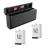 Batterie d'endurance pour Go Pro Hero 12 11 10 9 1750 mAh Endurence Battery, Chargeur Rapide, étui de Rangement pour Carte TF pour Go Pro Hero 9 10 11 Noir