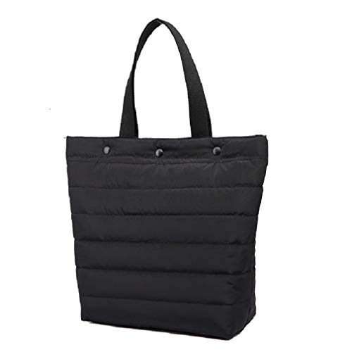 Sac à provisions noir moyen 40 cm à motif matelassé refermable