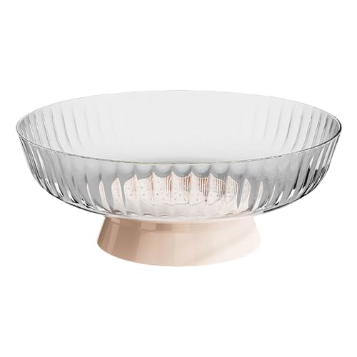 Cuenco de frutas y verduras - Cesta de encimera de 9 pulgadas | Soporte de cocina PET PP - Pieza central decorativa blanca y rosa para frutas, verduras y bocadillos, cuenco de servicio moderno y