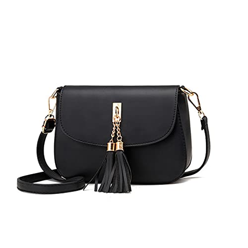 Petit sac à bandoulière matelassé en cuir synthétique pour femme, Sac à bandoulière pour femme Noir, Taille unique Cover