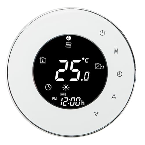 Luocute Inteligentny Termostat Wi-Fi, Programowalny Sterownik Ogrzewania Bojlera z aplikacją Touch Control Zdalny Zakres 5-35°C, dokładność 0,5°C, do Domowego Systemu Ogrzewania z (WHITE)